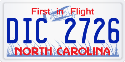 NC license plate DIC2726