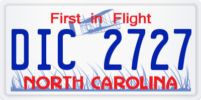 NC license plate DIC2727