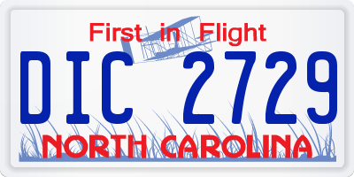 NC license plate DIC2729