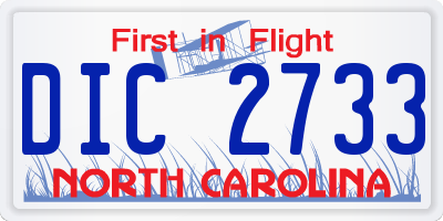 NC license plate DIC2733
