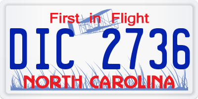 NC license plate DIC2736