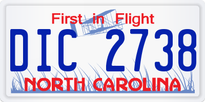 NC license plate DIC2738