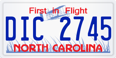 NC license plate DIC2745