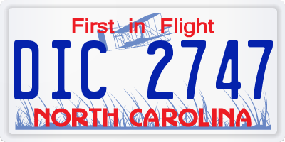 NC license plate DIC2747