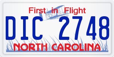 NC license plate DIC2748