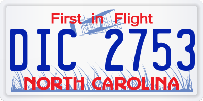 NC license plate DIC2753