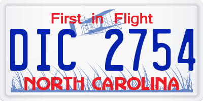 NC license plate DIC2754