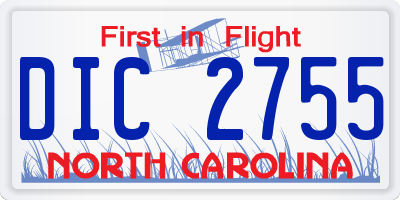 NC license plate DIC2755