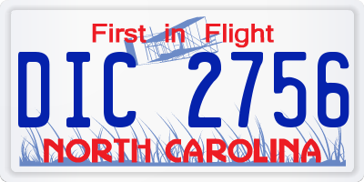 NC license plate DIC2756