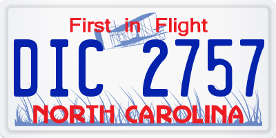 NC license plate DIC2757