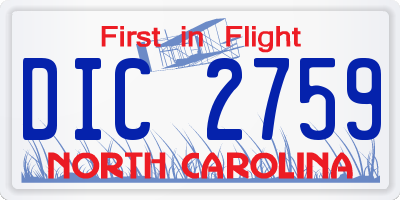 NC license plate DIC2759