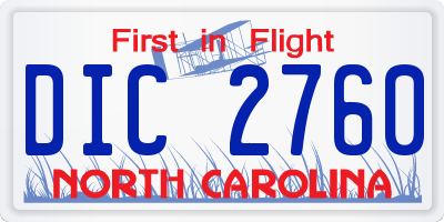 NC license plate DIC2760