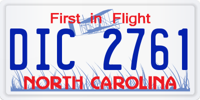 NC license plate DIC2761
