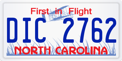 NC license plate DIC2762
