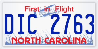 NC license plate DIC2763