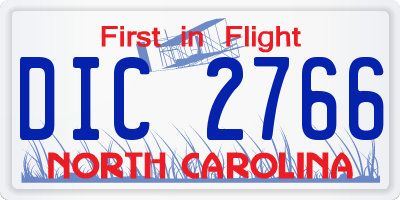 NC license plate DIC2766