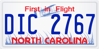 NC license plate DIC2767