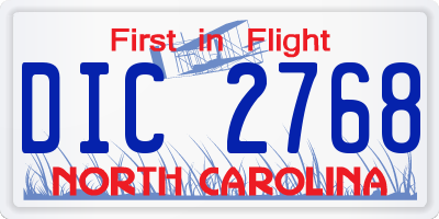 NC license plate DIC2768