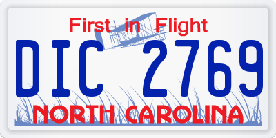 NC license plate DIC2769