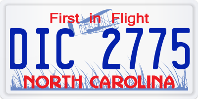 NC license plate DIC2775