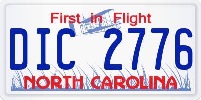 NC license plate DIC2776