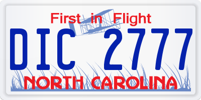 NC license plate DIC2777