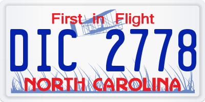 NC license plate DIC2778