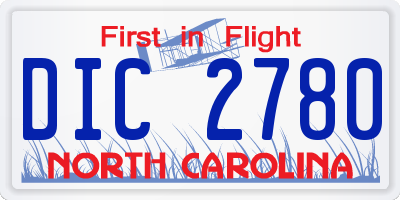 NC license plate DIC2780