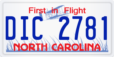 NC license plate DIC2781