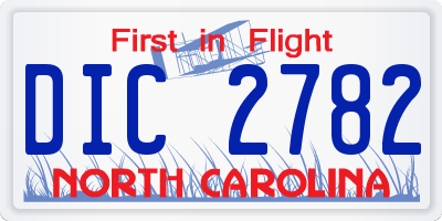 NC license plate DIC2782