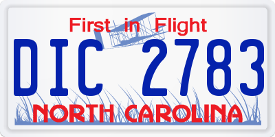 NC license plate DIC2783