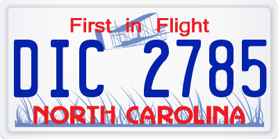 NC license plate DIC2785