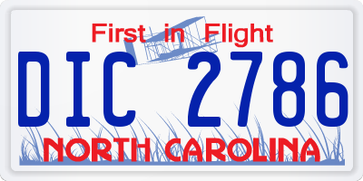 NC license plate DIC2786