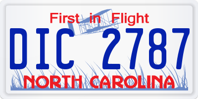 NC license plate DIC2787