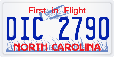 NC license plate DIC2790
