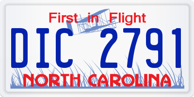 NC license plate DIC2791