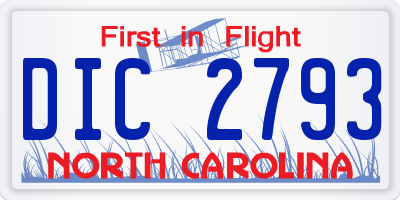 NC license plate DIC2793