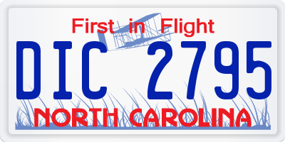 NC license plate DIC2795