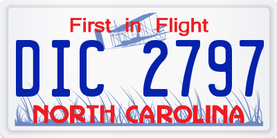 NC license plate DIC2797