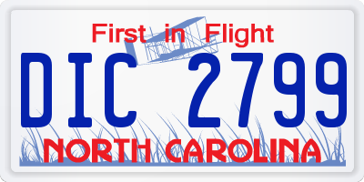 NC license plate DIC2799