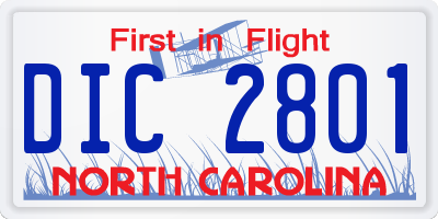 NC license plate DIC2801