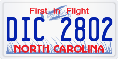 NC license plate DIC2802
