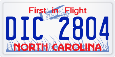 NC license plate DIC2804