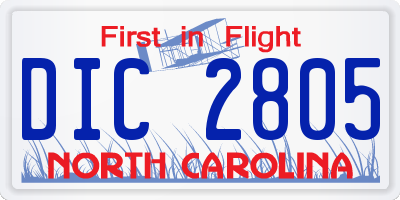 NC license plate DIC2805