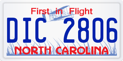NC license plate DIC2806