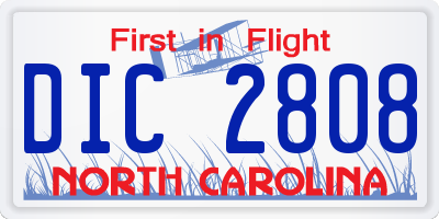 NC license plate DIC2808