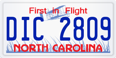 NC license plate DIC2809