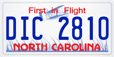 NC license plate DIC2810