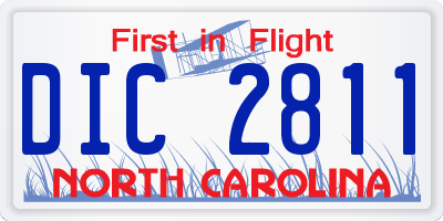 NC license plate DIC2811