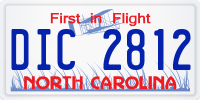 NC license plate DIC2812